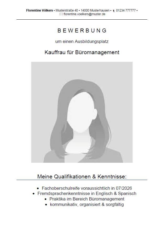 Deckblatt deiner Bewerbung. Der erste Eindruck zählt.