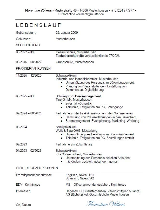 Welches Format und welche Inhalte sollte ein Lebenslauf haben?