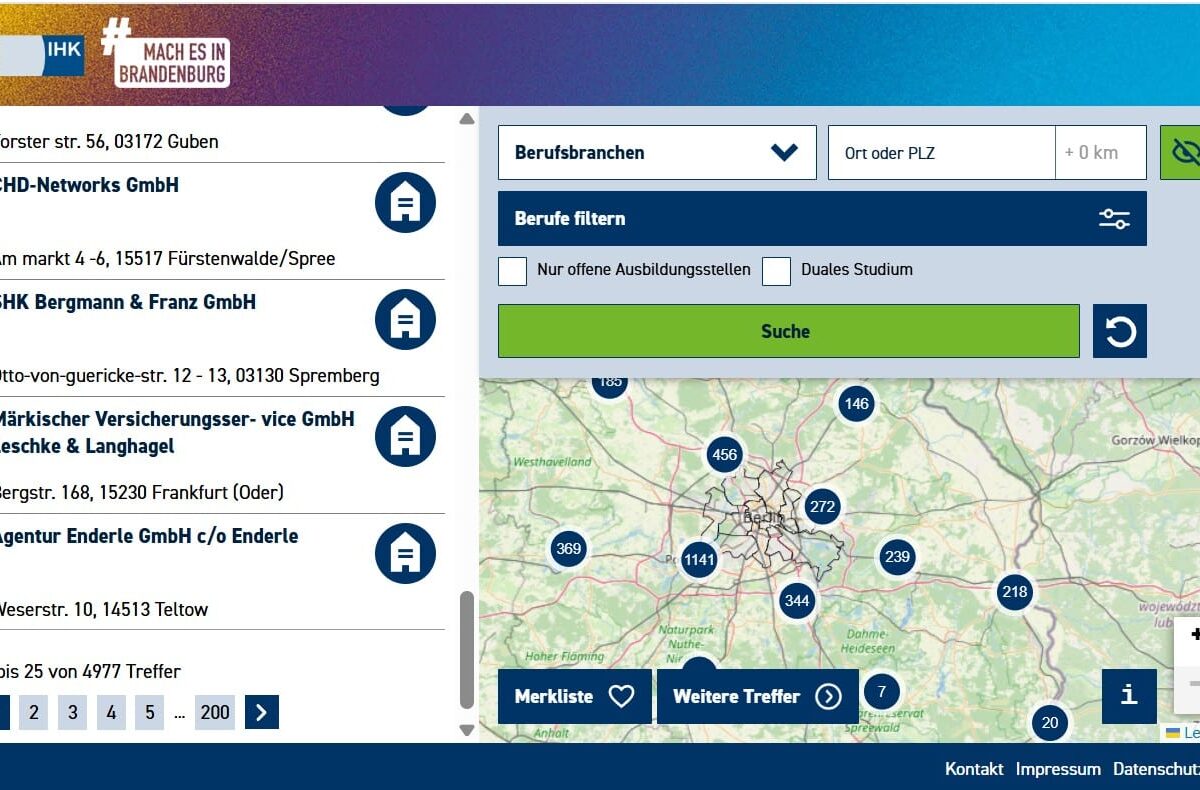 Screenshot Ausbildungsatlas